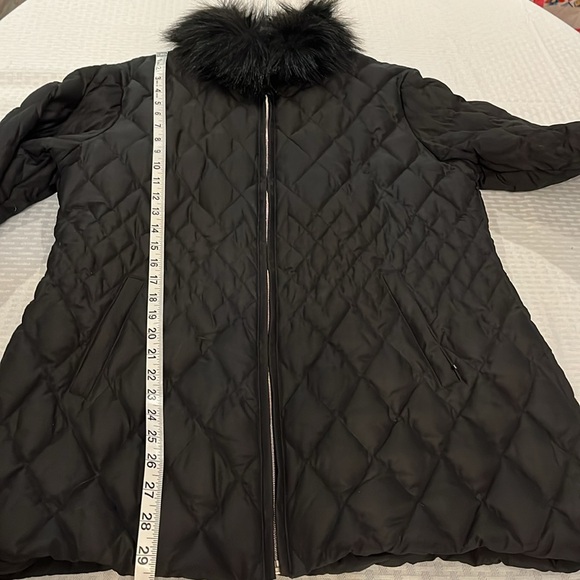 Marvin Richards Black Puffer Mid-Length Coat/Jacket with faux fur. Sz L - Picture 10 of 16